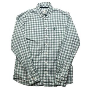 johnnie-O Hangin Out Shirt Mens Small Green Gingham Button Down Long Sleeve